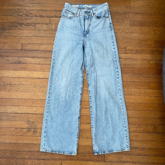 Levi's Ribcage Premium Wide Leg Blue Jeans - Picture 2 of 11